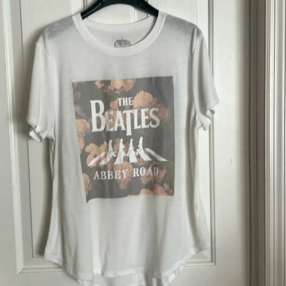 The Beatles abbey rd sheer cream women's tee super cozy